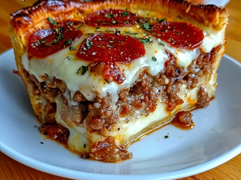 Deep Hamburger Sausage & Pepperoni Pie