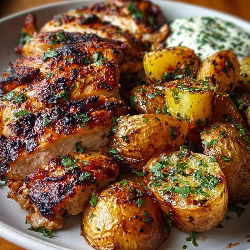 Grilled Chicken with Crispy Roasted Potatoes