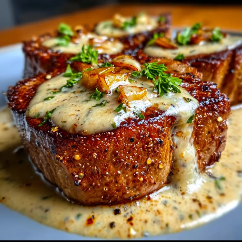 Steak with Haunted Bourbon Garlic Cream Sauce