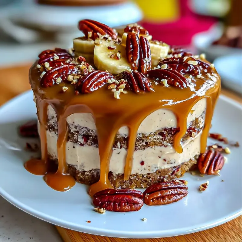 Banana Pecan Caramel Drip Cake