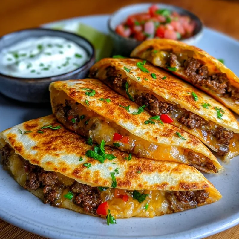 Cheesy Beef Quesadillas