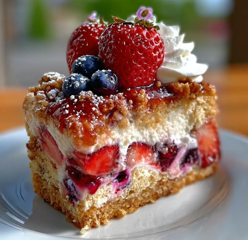 trawberry Blueberry Crunch Cake