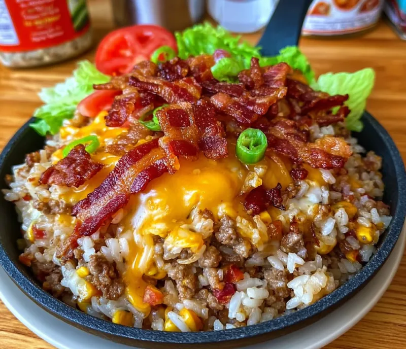 Bacon Cheeseburger Rice Skillet
