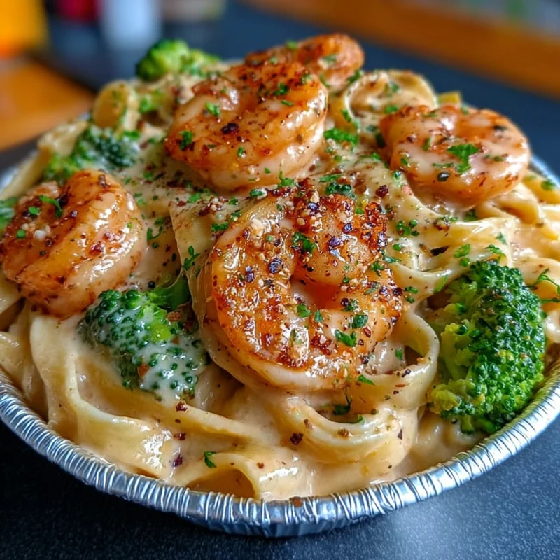 Creamy Shrimp Alfredo Pasta with Broccoli