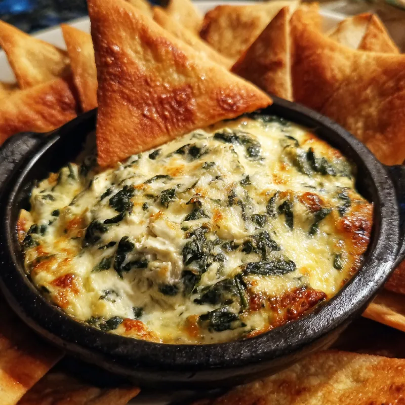 Spinach & Artichoke Dip with Pita Chips