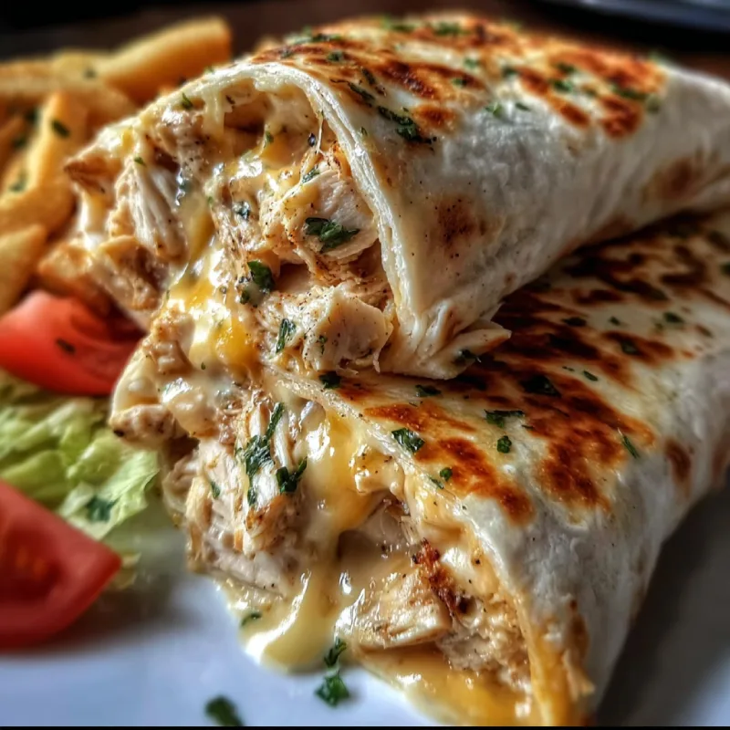 Cheesy Garlic Chicken Wraps