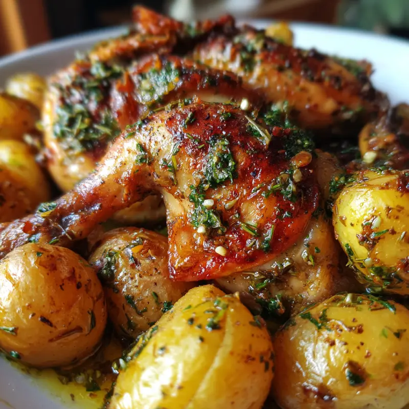 Rustic Herb-Roasted Chicken with Baby Potatoes