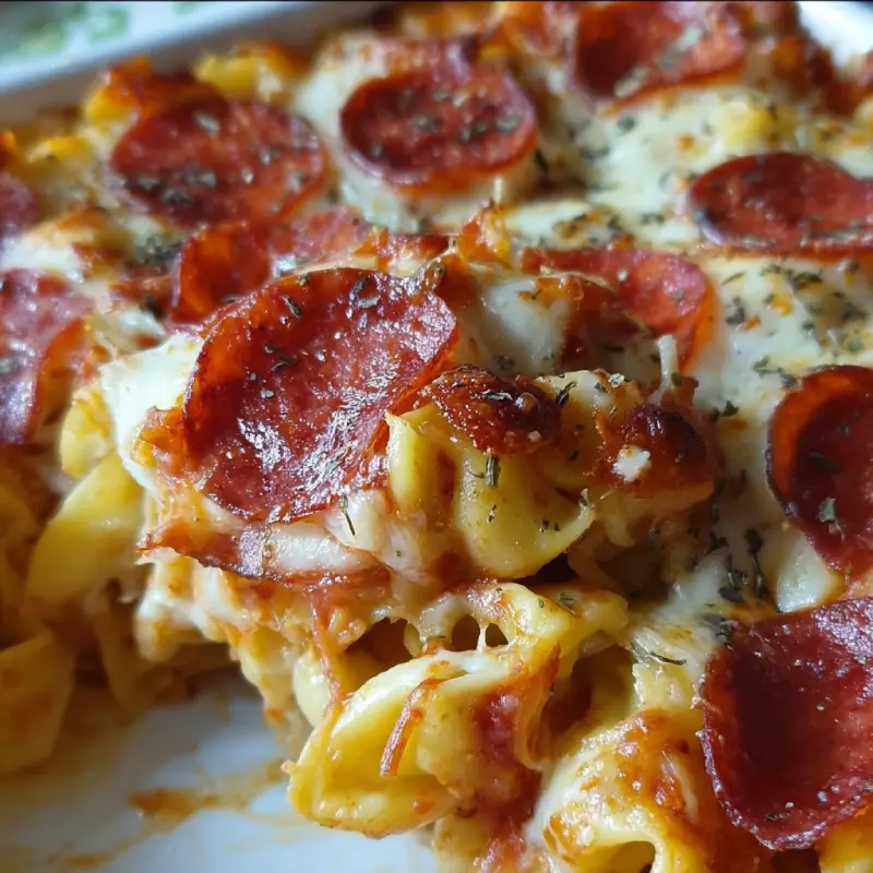Cheese Tortellini Pepperoni Pizza Casserole