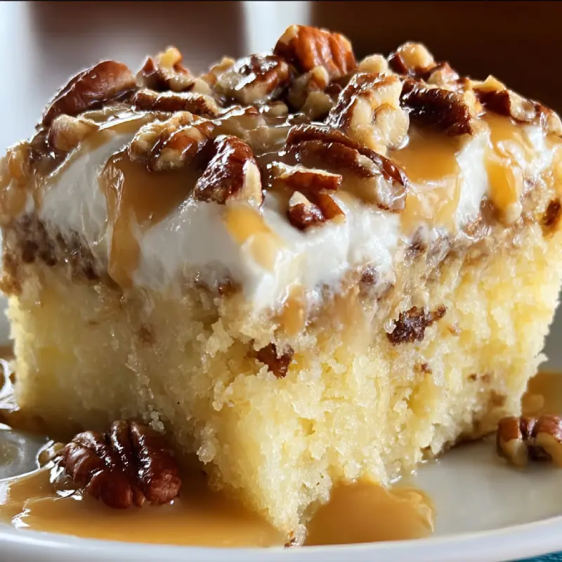 Butter Pecan Praline Poke Cake