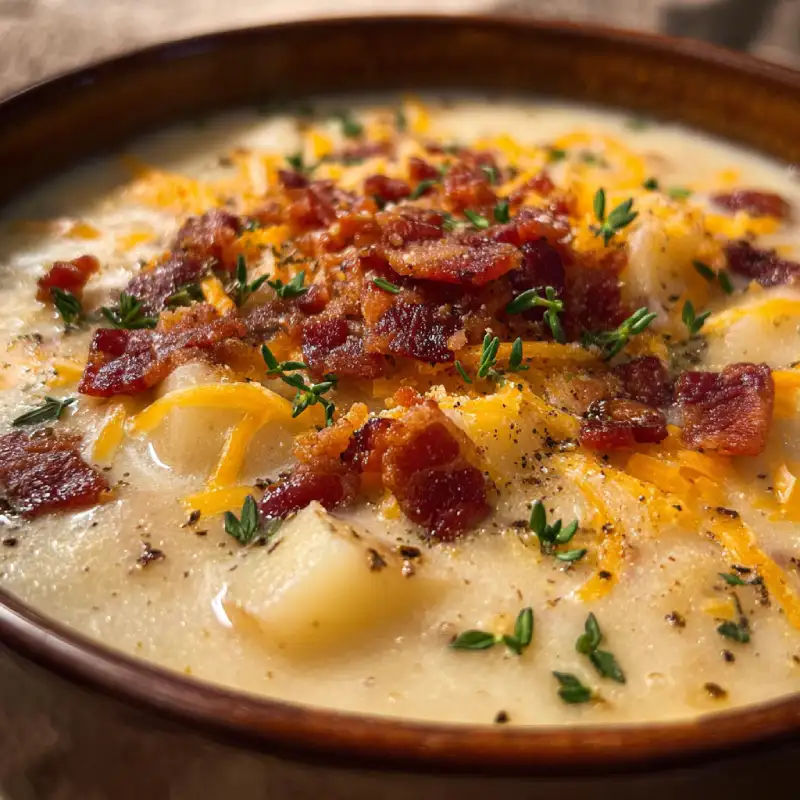 Potato Soup with Bacon & Cheddar