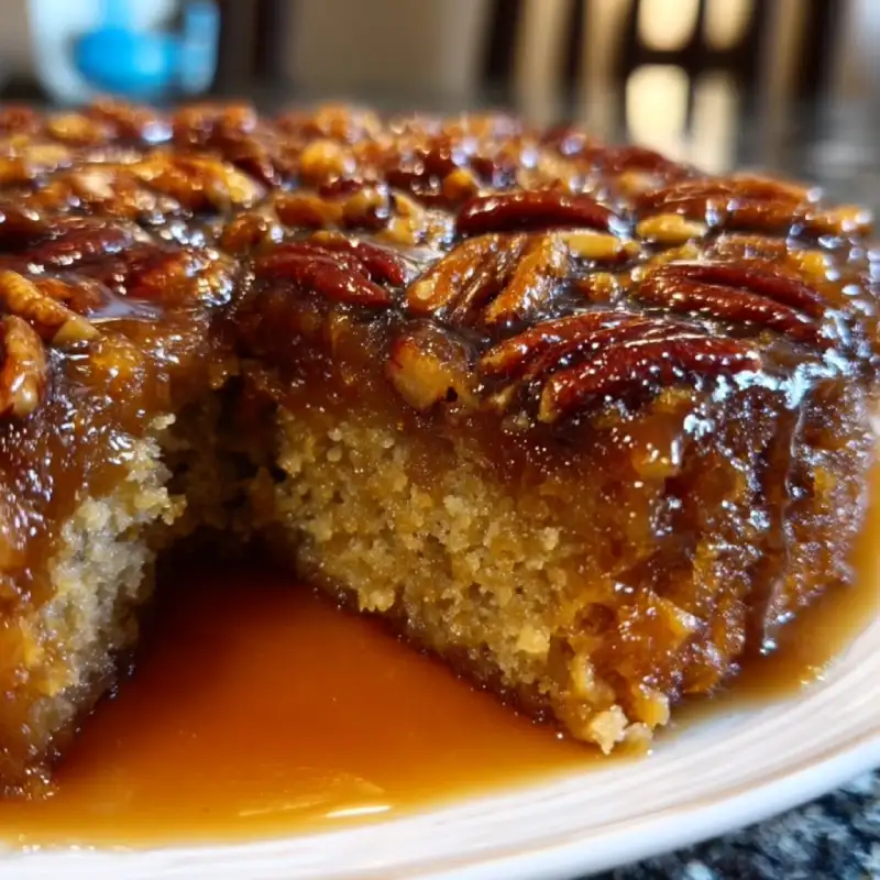 Caramel Pecan Upside Down Cake