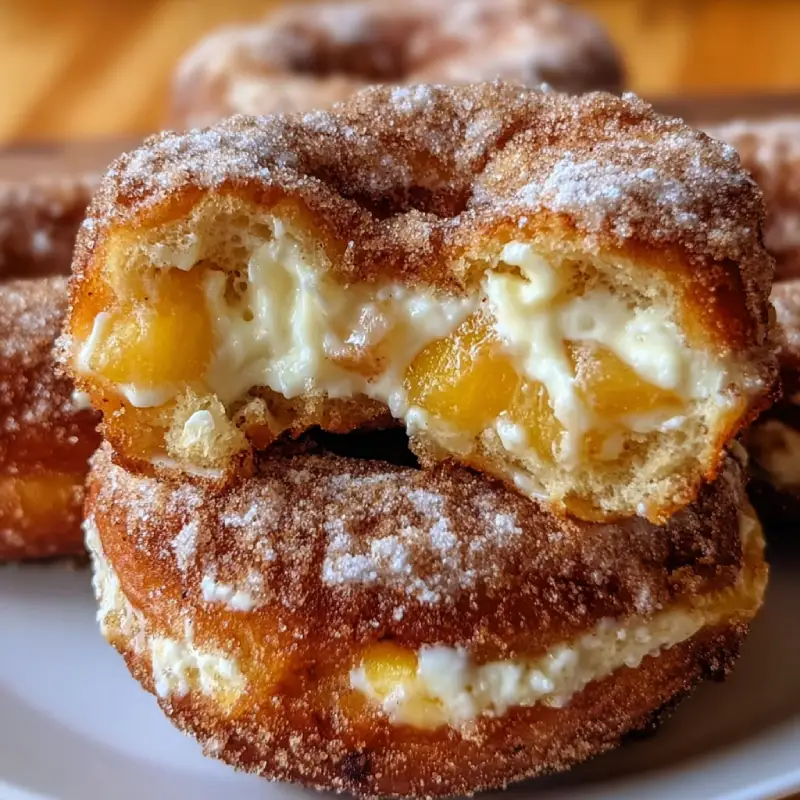 Peach Cobbler Cheesecake Donuts
