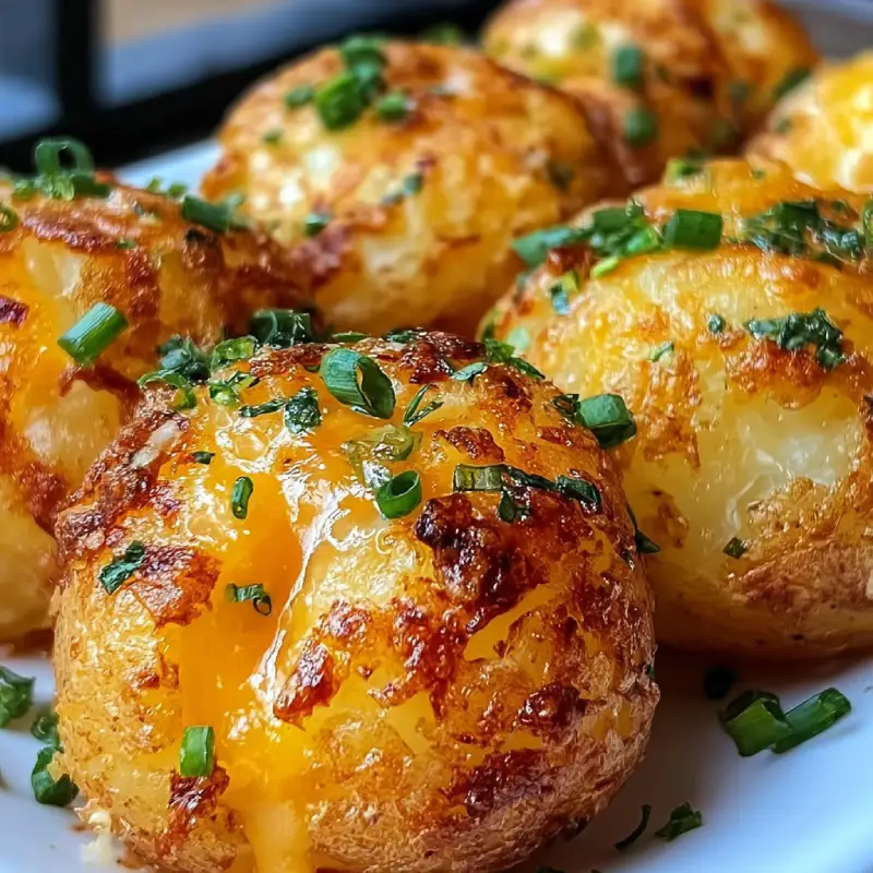 Crispy Potato & Cheese Bombs with Garlic Butter