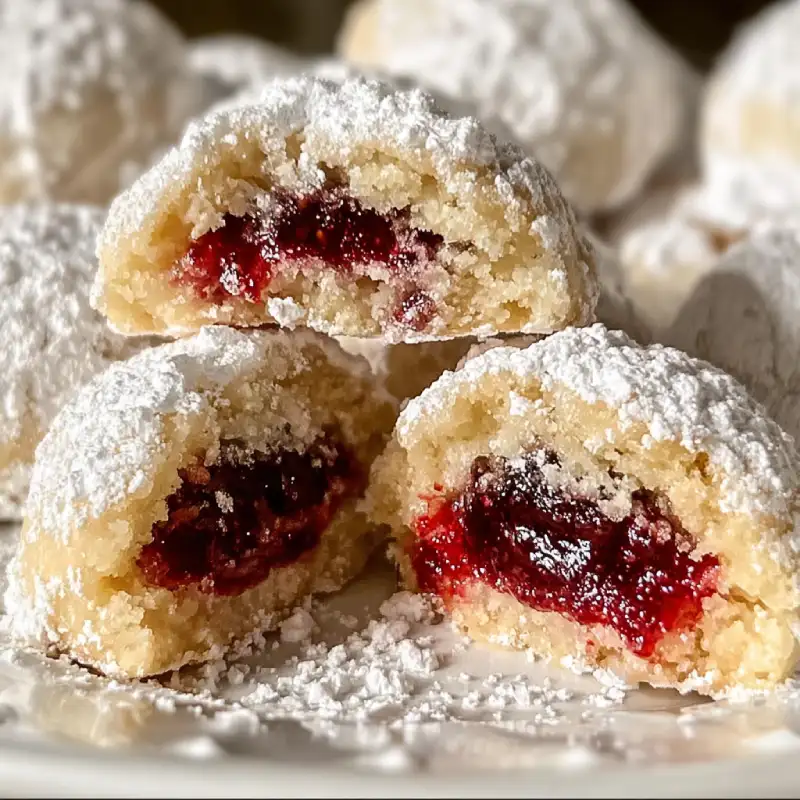 Raspberry Almond Snowballs