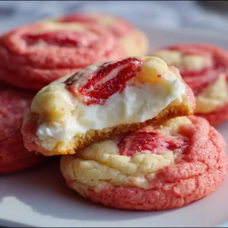 Pink Strawberry Cheesecake Cookies