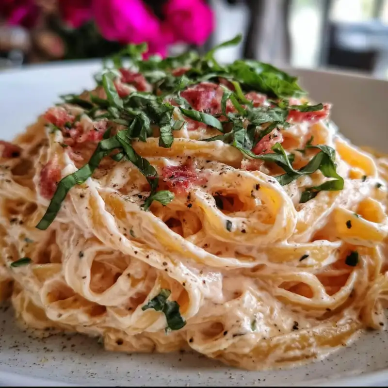 Creamy Pink Alfredo Pasta