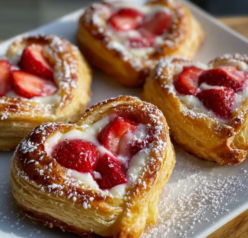 Delicious Strawberry Cream Cheese Heart Danishes Recipe