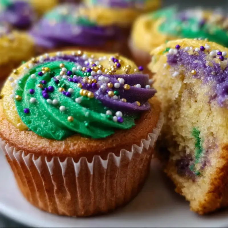Delicious King Cake Cupcakes for Mardi Gras Recipe