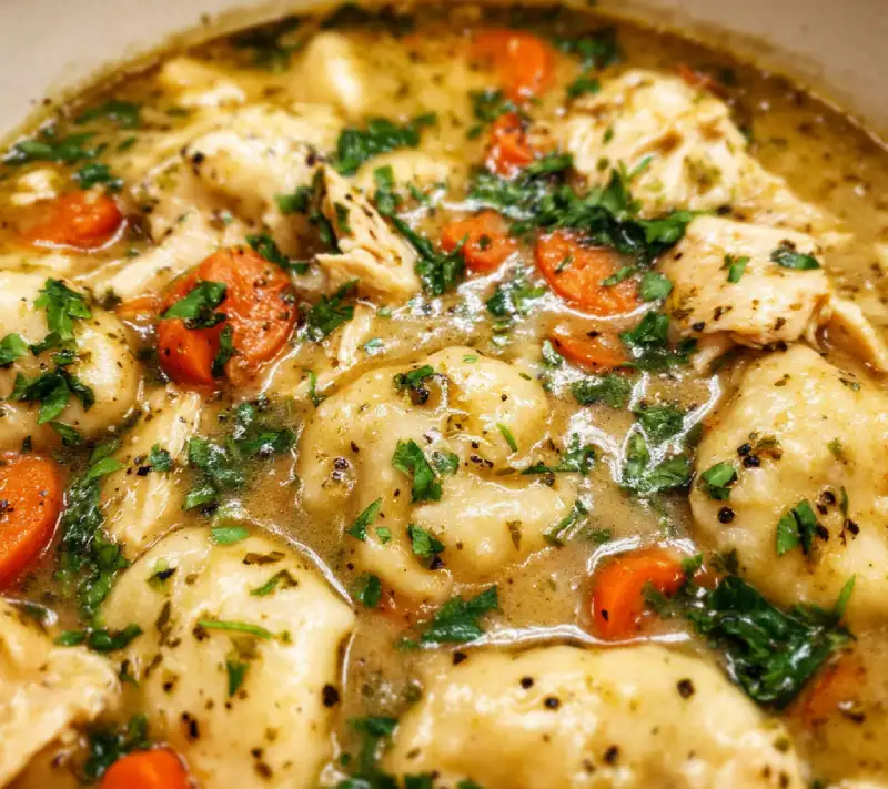One Pot Chicken Dumpling Soup