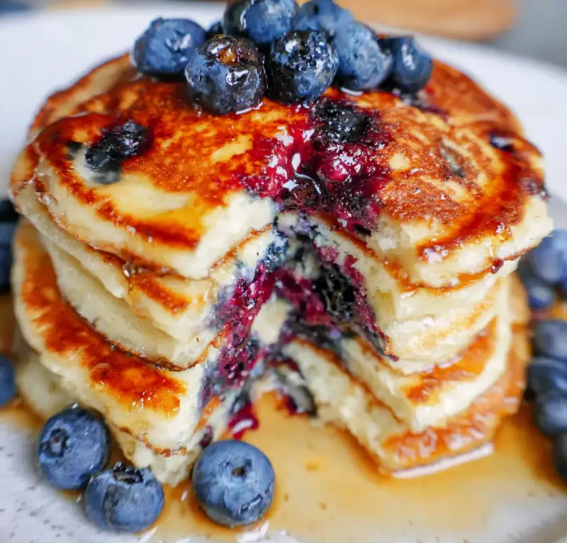 Fluffy Greek Yogurt Blueberry Pancakes Recipe