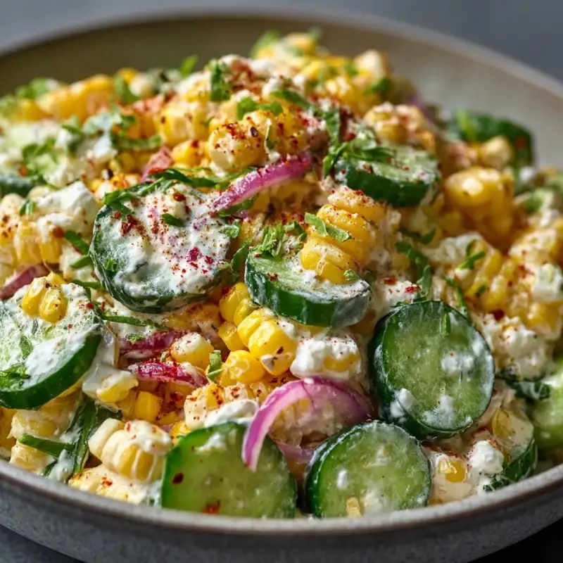 Corn Creamy Cucumber Salad