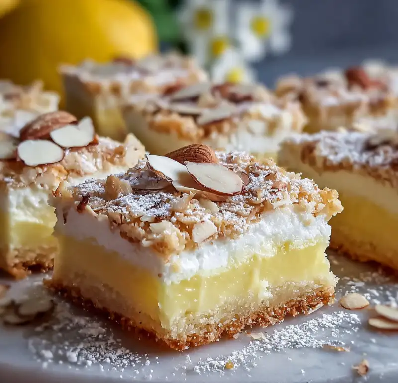 Easy Limoncello Ricotta Cloud Squares with Almond Crunch Recipe