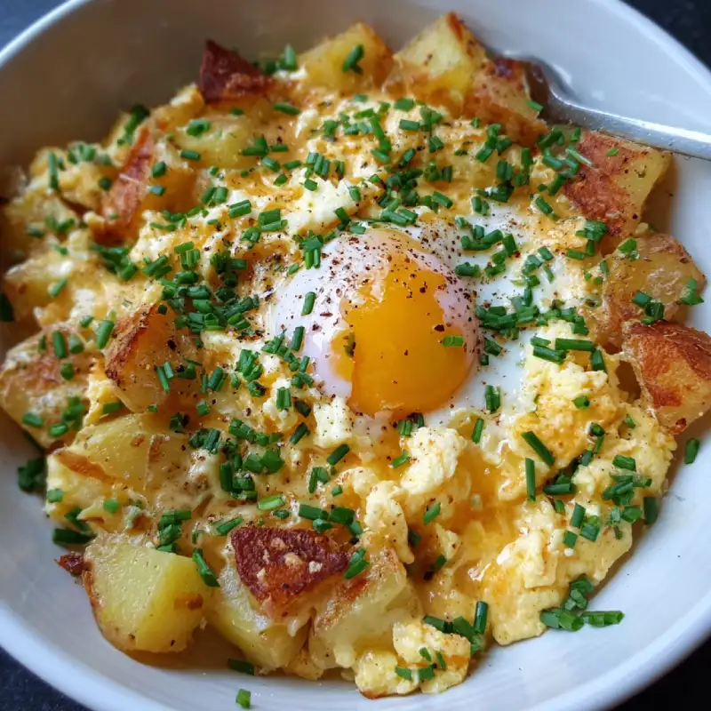 Delicious Cheesy Potato Egg Scramble Recipe