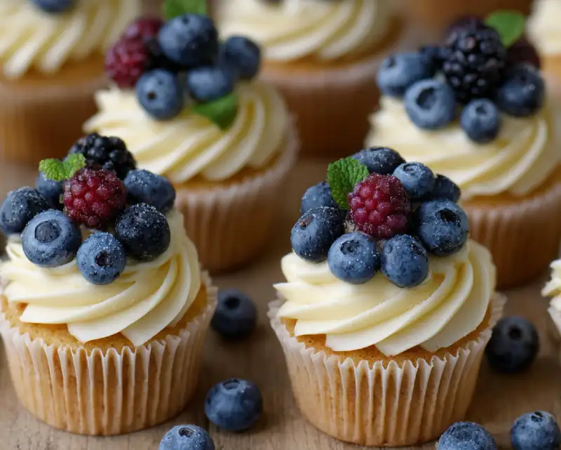 Fresh Berry Cupcakes with Lemon Cream Cheese: Delicious Recipe
