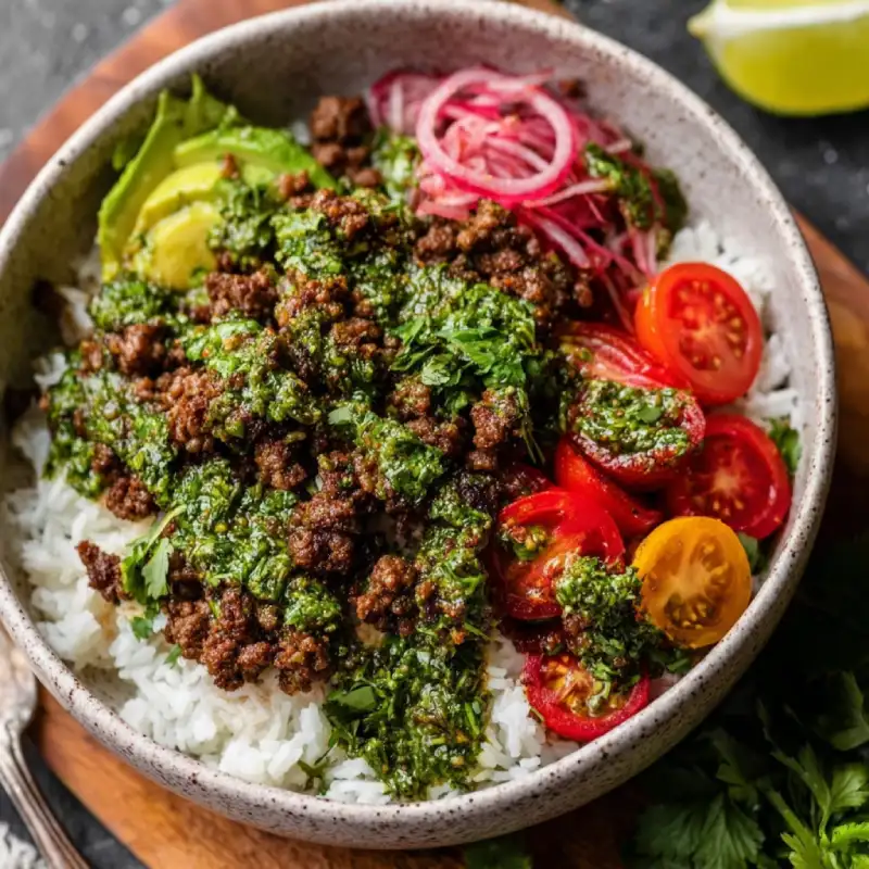 Chimichurri Ground Beef Bowls