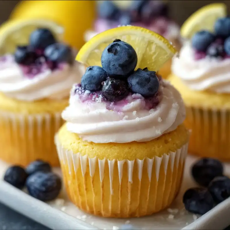 Lemon Cupcakes with Lemon-Blueberry Frosting: Delicious Recipe