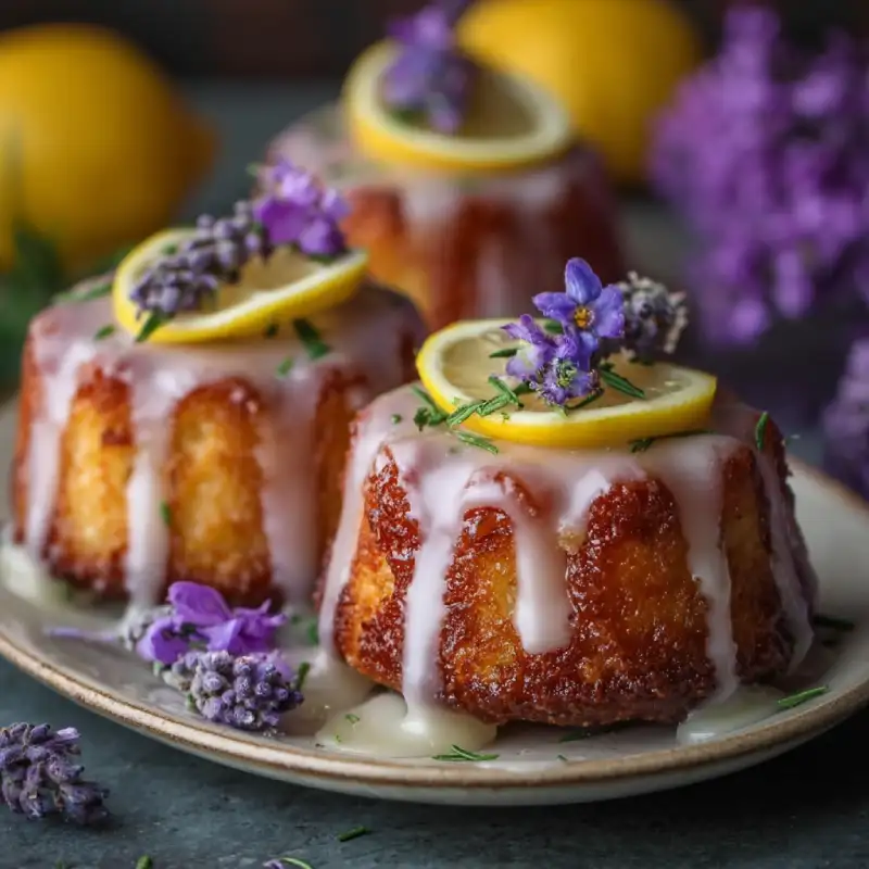 Mini Lemon Cakes with Lavender Glaze
