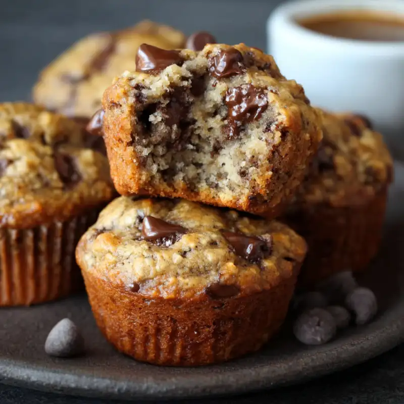 Banana Espresso Chocolate Chip Muffins