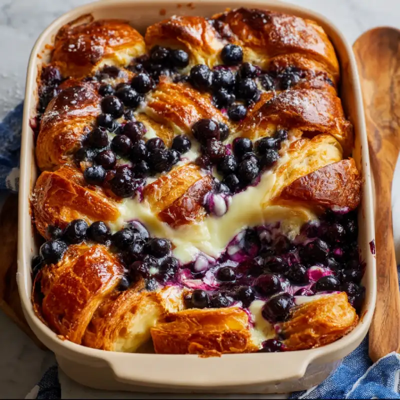 Blueberry Cream Cheese Croissant Casserole: Delicious Recipe