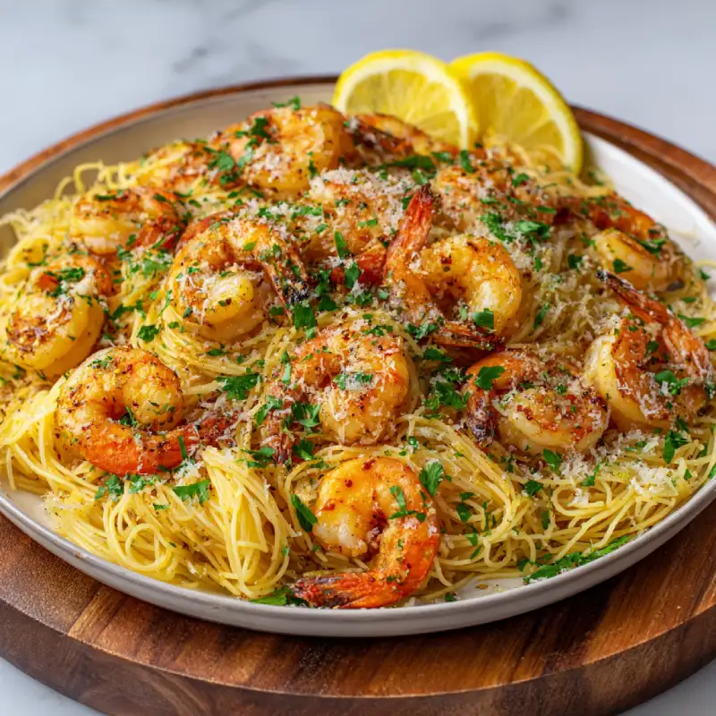 Garlic Butter Shrimp Angel Hair Pasta