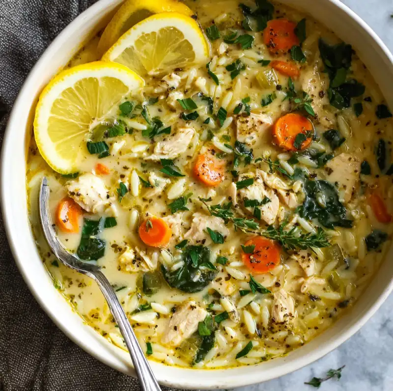 Lemon Chicken Orzo Soup