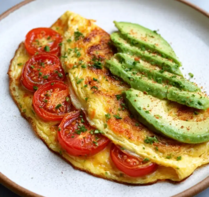 Creamy Avocado and Cheesy Tomato Omelette: Delicious Recipe