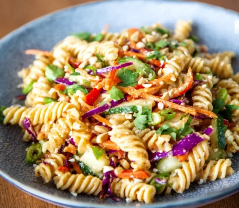 Protein Packed Thai Pasta Salad: Easy Recipe
