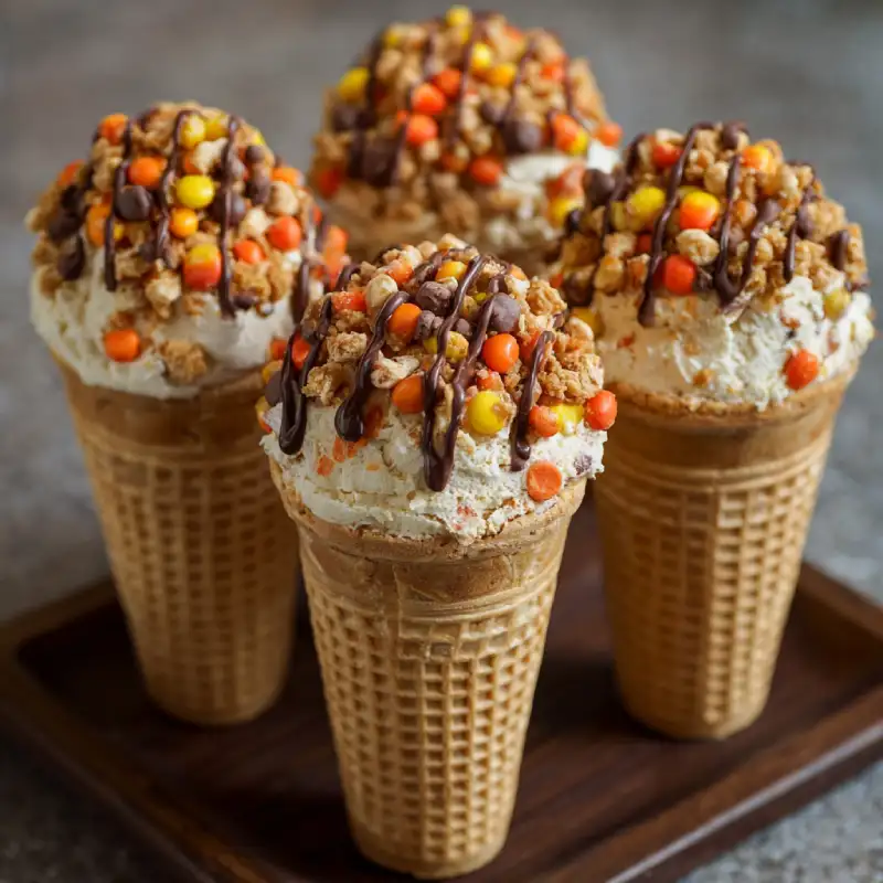 Delicious Reese’s Pieces Cheesecake Cones Recipe