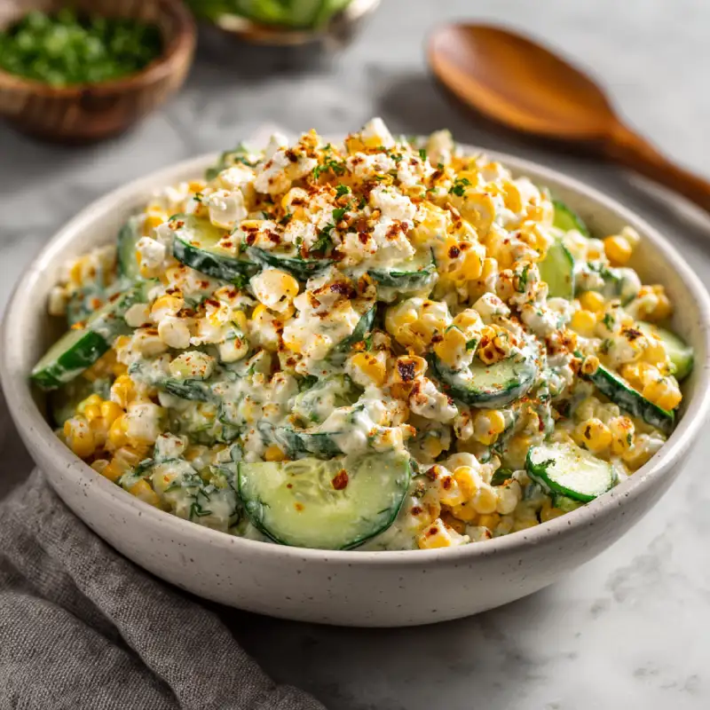 Street Corn Creamy Cucumber Salad