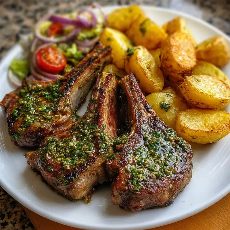Delicious Herb Garlic Lamb Chops & Roasted Potatoes Recipe