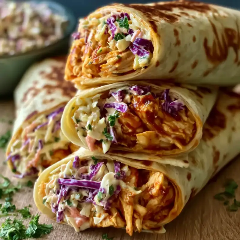 BBQ Chicken Coleslaw Wraps