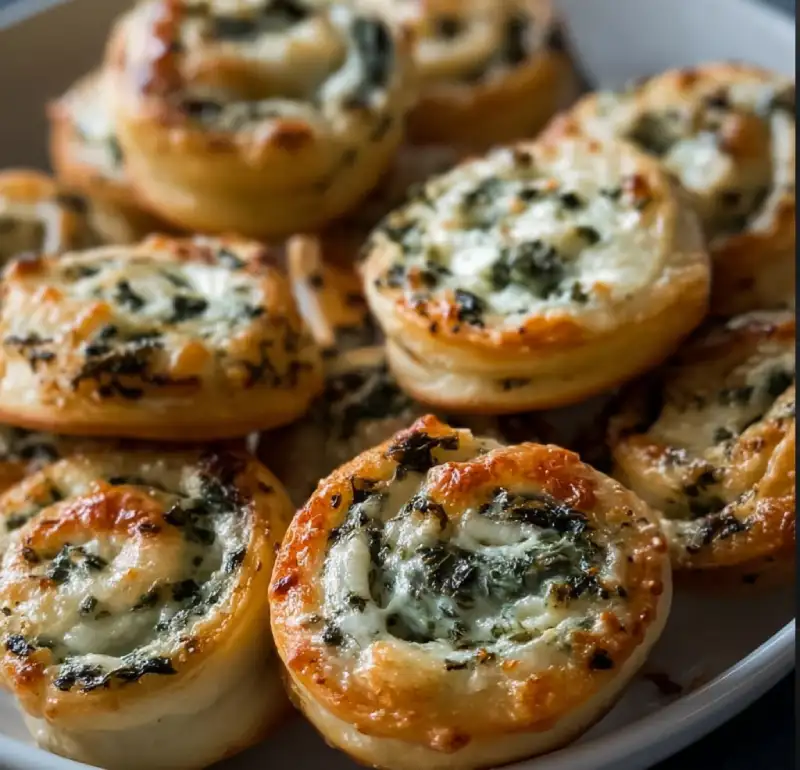 Bite-Sized Spinach Cheese Dip Pinwheels