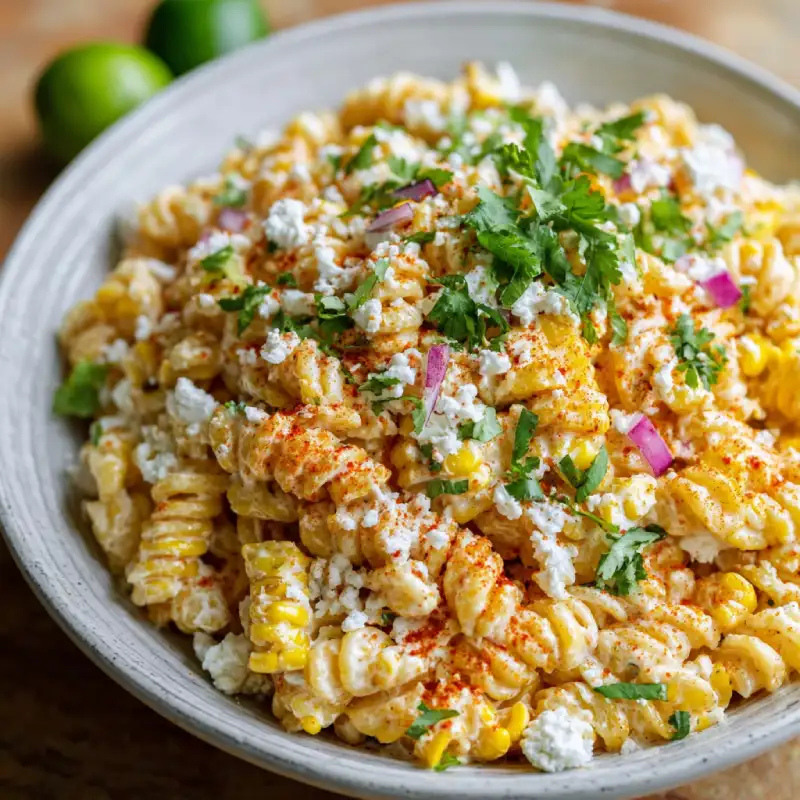 Grilled Corn Elote Pasta Salad